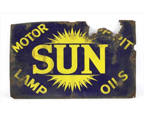 'Sun Motor Spirit Lamp Oils', an enamelled metal sign, by Wood &amp; Penfold Ltd., 91.5 x 61.5cm