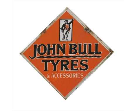 'John Bull Tyres &amp; Accessories', a double-sided metal enamel sign, 56 x 56cm