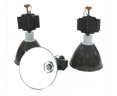 Three industrial light fittings, on concertina supports (3)