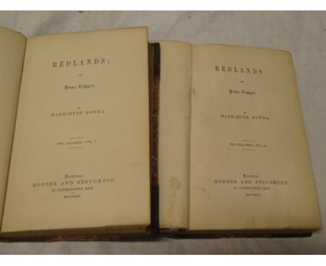 Bowra (H.) Redlands or Home Temper, two vols. first edition 1872, half calf
