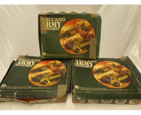 Three Meccano Army multi kits (sets 1, 2 &amp; 3) in original boxes