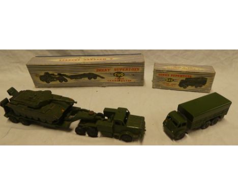Dinky Supertoys - 660 tank transporter in original box and 622 10-ton Army truck in original box (2)