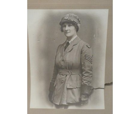 First War photographic portait of a female Sergeant Aviator 17" by 14" (af)