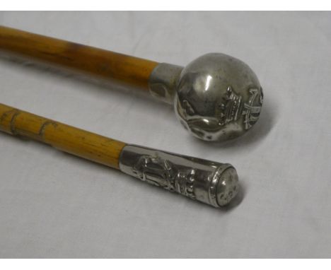 Two Swagger sticks of The Duke of Cornwall's Light Infantry with nickel-plated tops