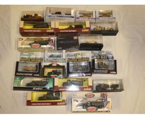 A selection of mint and boxed military diecast vehicles including Solido, Corgi and others, etc