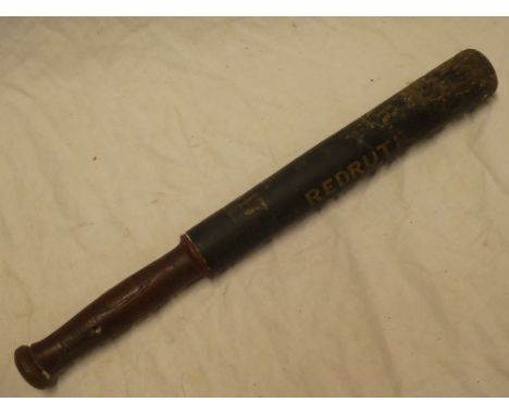 An early Victorian Redruth police truncheon with painted decoration "Redruth Constable 1847" 15½" long
