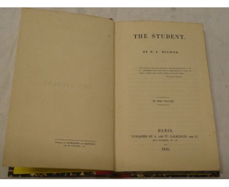 Bulwer (E. L.) The Student, one vol. first edition 1835, half calf