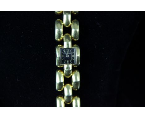 A vintage 1940's ladies 18ct gold Jaeger Le Coultre Art Deco cocktail watch, backwound, numbered 66722, total weight 55grms