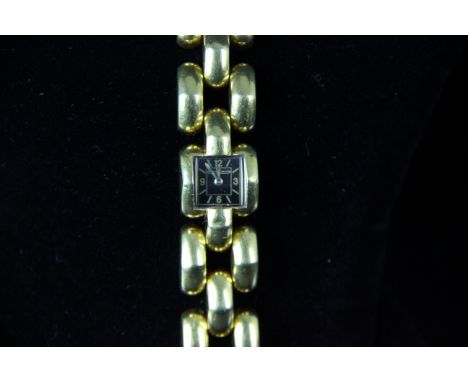 A vintage 1940's ladies 18ct gold Jaeger Le Coultre Art Deco cocktail watch, backwound, numbered 66722, total weight 55grms