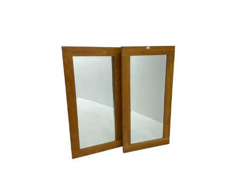Pair light oak rectangular wall mirrors, bevelled plate Dimensions: Length/Width:&nbsp;118cm&nbsp; Depth/Diameter:&nbsp;61cm