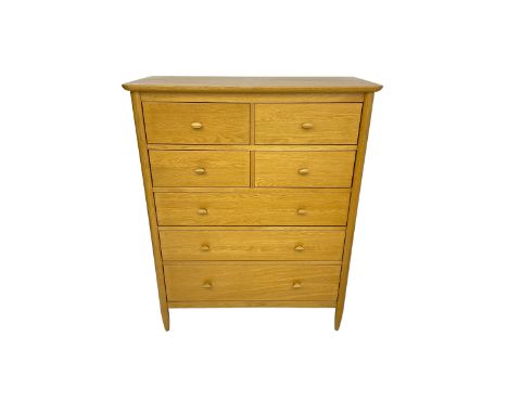 Light oak seven drawer chest Dimensions: Height:&nbsp;122cm&nbsp; Length/Width:&nbsp;99cm&nbsp; Depth/Diameter:&nbsp;47cm