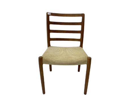  Niels Otto M�ller for J L Moller - 20th century Danish teak 'model 85' chair, ladder back over seat upholstered in neutral f