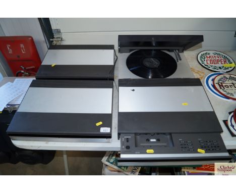 A Bang &amp; Olufsen Beogram 5500 stack comprising of a record player; tape deck etc