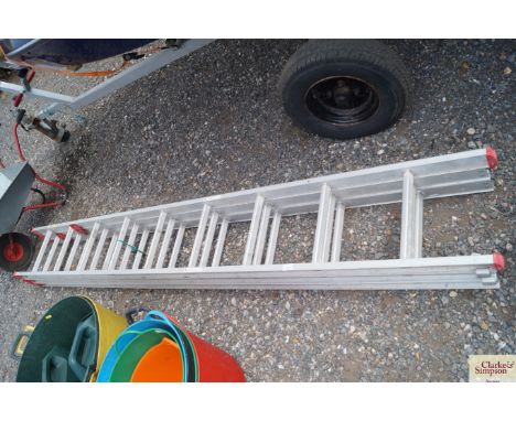 An aluminium extending ladder