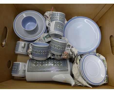 A Hornsea Pottery Tapestry tea and dinner service, ten cups, saucers, salad plates, eight side plates, two bowls and a coffee