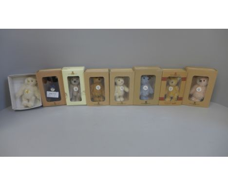 Eight small Steiff Teddy bears 