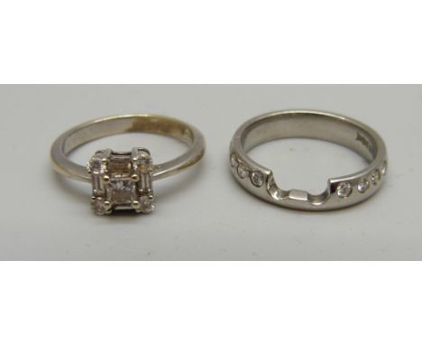 An interlocking 18ct white gold and diamond set ring, 7.5g, K 