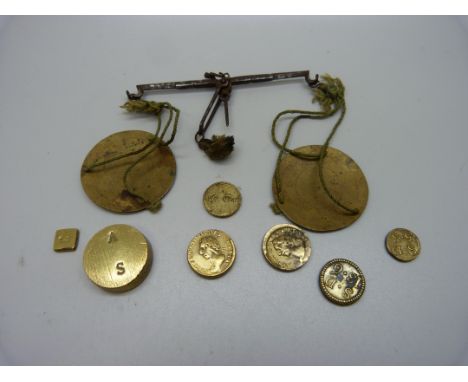 A set of balance scales, some parts possibly 18th Century 