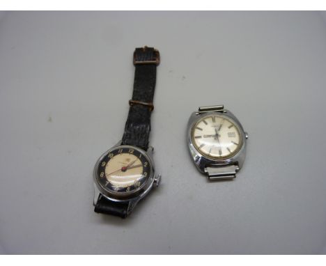An Ingersoll wristwatch and a Timex wristwatch head 