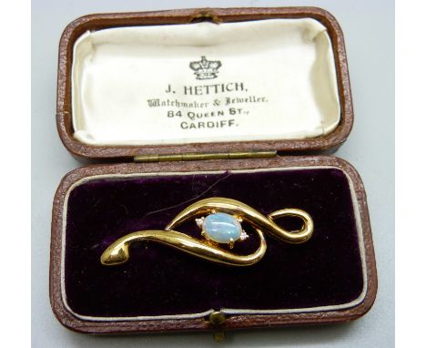 A 925 silver gilt and opal brooch, with box 