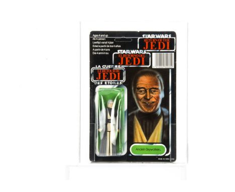 Vintage Star Wars Palitoy ROTJ Tri-Logo Anakin Skywalker Action Figure, on unpunched 70D back card, UKG graded 70% (card 80%,