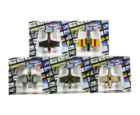 Franklin Mint Armour Collection WWII American Aircraft, five boxed 1:48 scale models BB11B620/B11E184/B11B624  P40 Warhawks, 