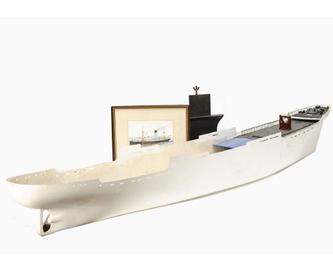 A Large 'Blue Funnel Line' Steam Ship Kit, with large fibreglass hull, approx 60" in length, (scale 1/8"=1'), with box of dec
