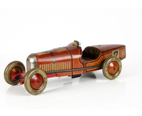 A Large Tipp &amp; Co Tinplate Clockwork Alfa Romeo Racing Car, red body, black lining, RN7, detailed interior, electric ligh