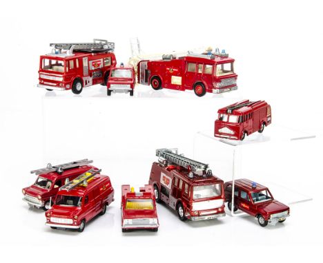 Dinky Toy Fire Engines, 266 E.R.F Fire Tender, 285 Merryweather Marquis Fire Tender (2), 195 Range Rover 'Fire Chief' (2), 27