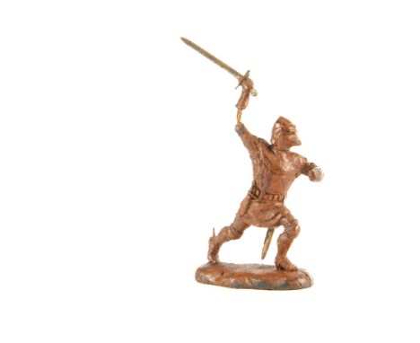 Roy Selwyn-Smith original wax master for Selwyn Miniatures foot knight advancing with sword, subsequently Britains Knight of 