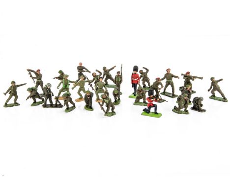A small collection of 1960s and 70s British plastic figures including Britains Herald British Infantry (11), later Hong Kong 