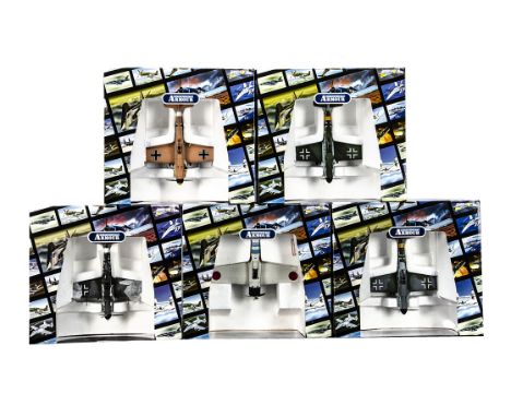 Franklin Mint Armour Collection WWII  Axis Aircraft, five  boxed 1:48 Scale models of Messerschmitt B11B598, B11E402, B11E215