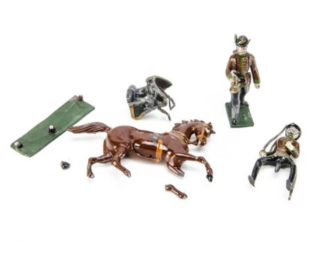 Noris 60mm scale mounted officer and bugler, possibly representing a Saxonian Regiment?, P-G, horse snapped off base (2)
