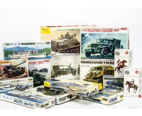 Military Kits, Tamiya 1:35 Quad Tractor, Ford G.P.A Jeep US Amphibian, Heller V.C.A, Esci 1 Ton Half Track, Max Model Command
