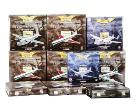 Corgi Aviation Archive, a boxed collection of 1:144 scale models comprising, Berlin Airlift 47111 RAF Dakota, 47201Skyways Av