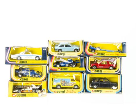 1970s-1980s Corgi Toys, 151 Yardley McLaren, 414 Coastguard Jaguar XJ12C, 158 Elf Tyrrell-Ford F1, 423 Rough Rider U.S Custom