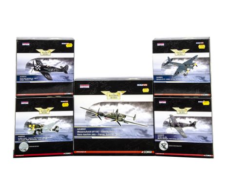 Corgi Aviation Archive WWII Aircraft, five boxed examples, 1:72 scale AA32516 JU 87 Stuka Raul Zucconi 1941, AA34315 FW190 Ku