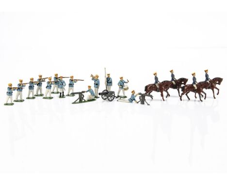Hill soldiers repainted as Japanese Army comprising infantry (8), Cavalry (4), and 'Command Group' of gun with 5 figures, hor