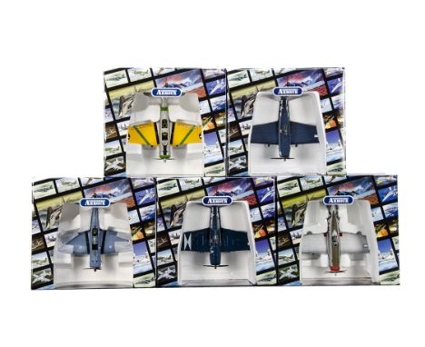 Franklin Mint Armour Collection WWII American Aircraft, five boxed 1:48 scale models F6 Hellcat B11B311/B11B310,  SBD Dauntle