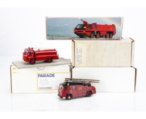 White Metal, Resin &amp; Plastic Fire Engine Models, white metal Smith Autos 1:48 Dennis Rear Pump, resin Parade No.4306 Berl