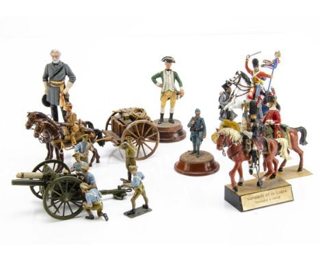 A selection of white metal military figures of various scales both professionally and amateur painted including WW1 Britains 