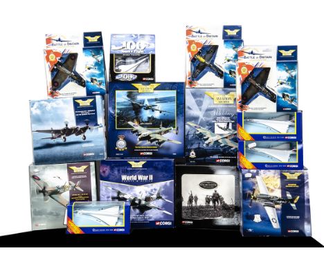 Corgi Aircraft, a group of WWII and Modern Aircraft comprising Aviation Archive 1:72 scale 49303 P51D Mustang, AA32801 Mosqui