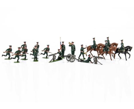 Hill soldiers repainted as Russian Army comprising infantry (8), Cavalry (4), and 'Command Group' of gun with 5 figures, VG, 