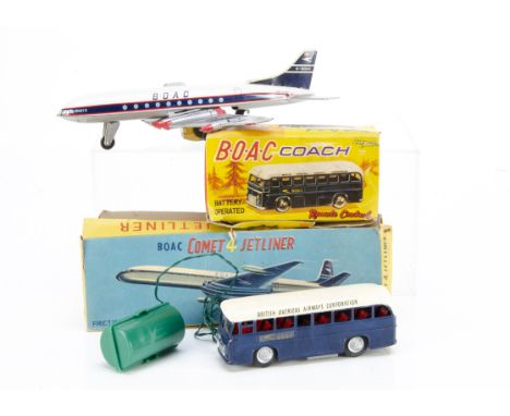 Hong Kong Plastic BOAC Coach, battery operated remote control model, larger scale copy of the Dinky Toys model, with a Japane