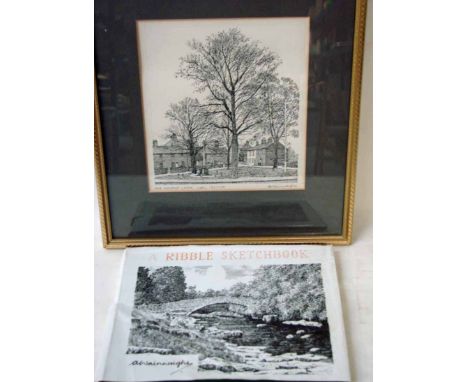 Alfred Wainwright (1907-1991), The Maypole Green Long Preston, signed pen and ink drawing 18cm by 16.5cm and a copy of A Ribb