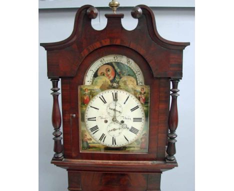 A Victorian mahogany longcase clock, the painted dial signed Agar Bury, subsidiary seconds and calendar dials, Roman numerals