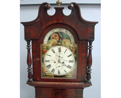 A Victorian mahogany longcase clock, the painted dial signed Agar Bury, subsidiary seconds and calendar dials, Roman numerals