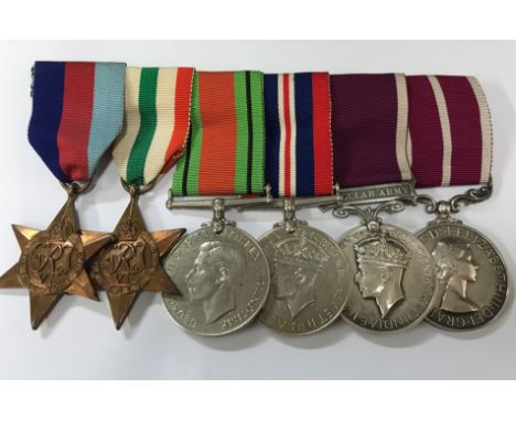 A WW2 medal group of six awarded to C. R. W. Barnes to include the 1939-1945 Star, the Italy Star, the Defence medal, the War