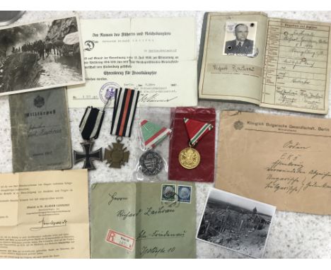 A group of four First World War medals to include the Iron Cross and Hindenburg medal, the Bulgarian Commemorative Medal and 