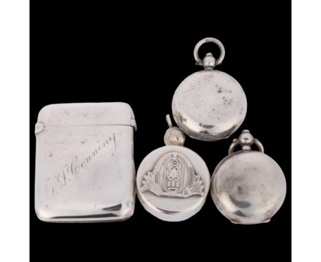 Various silver, including 9ct gold hinged sovereign case, Vesta case, etc (4)Lot sold as seen unless specific item(s) request